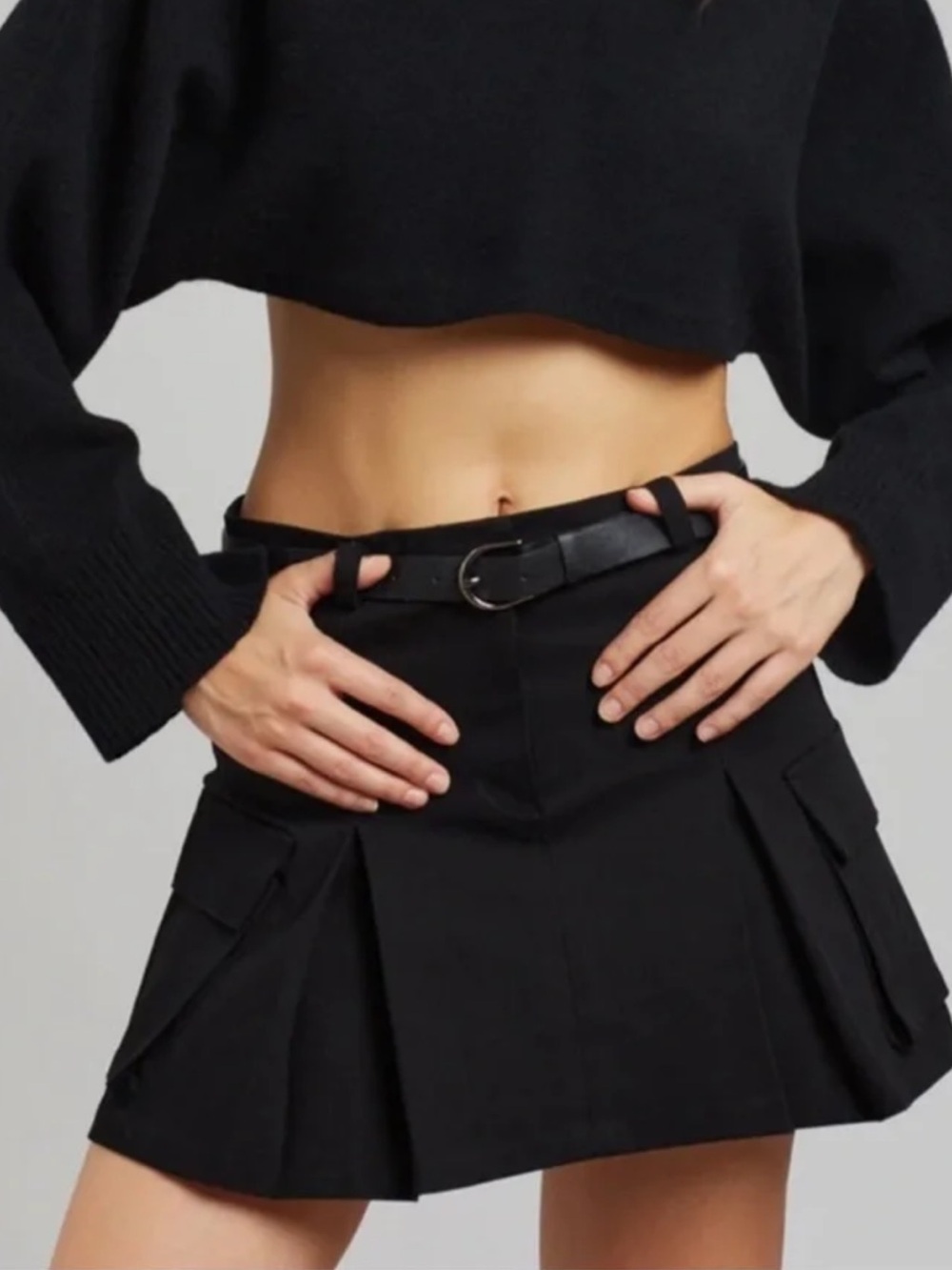 The Frankie Shop Black Cargo Pocket Skirt